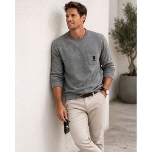 Vuori Mens Jeffreys Pullover V218 Large Heather Gray Performance Crew Sweatshirt